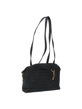Authentic Christian Dior Canage Shoulder Bag Nylon Black Gold